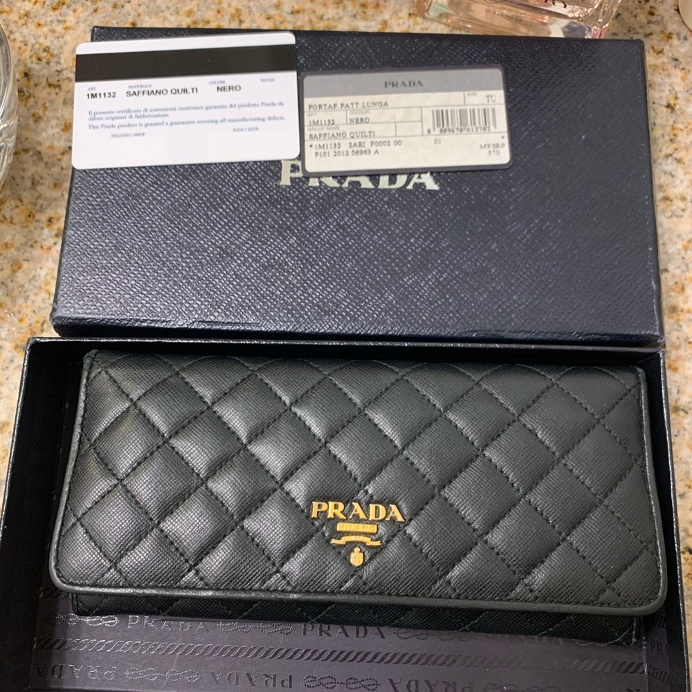 Prada saffiano quilted wallet